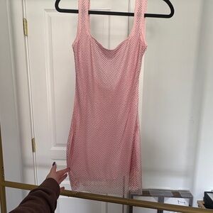 Pink Mesh Sleeveless Dress